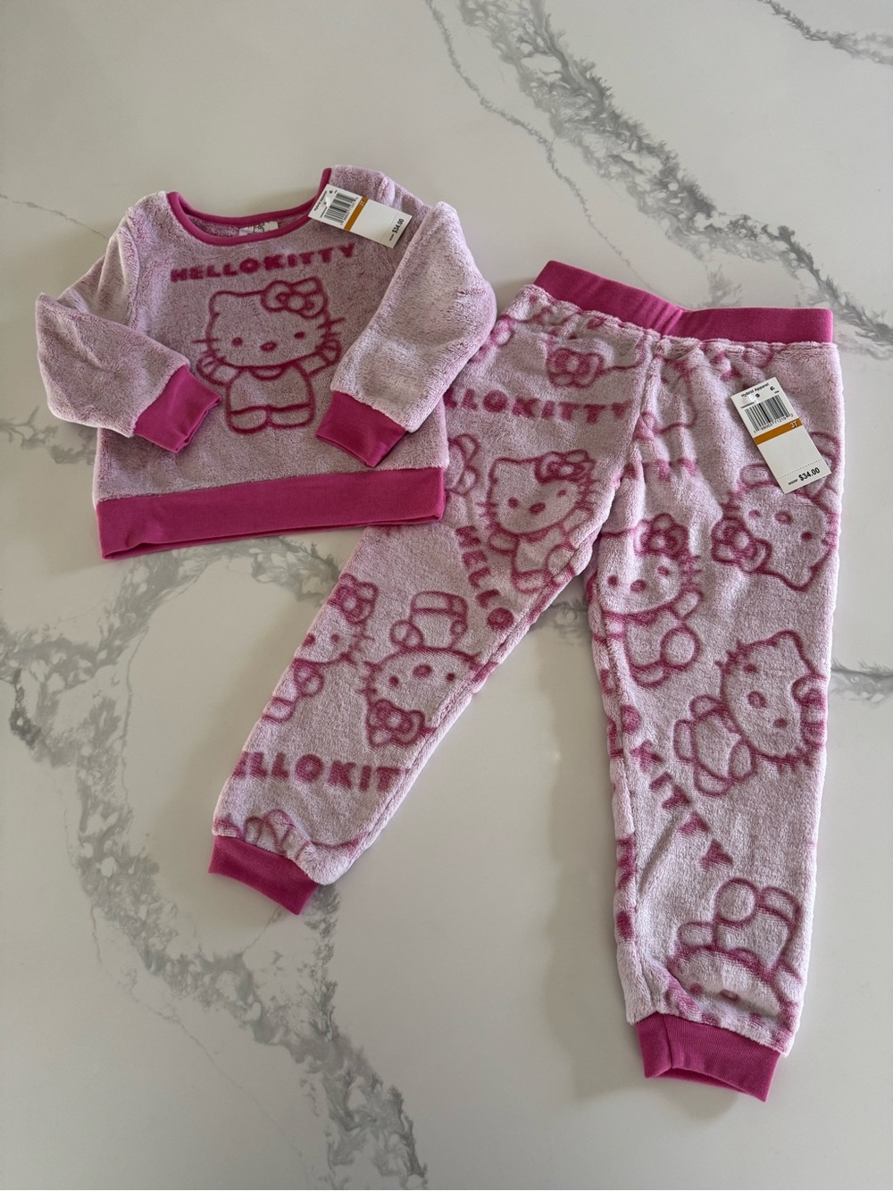 Hello Kitty Toddler Girls Cozy Plush Sweatshirt and Joggers 3T
